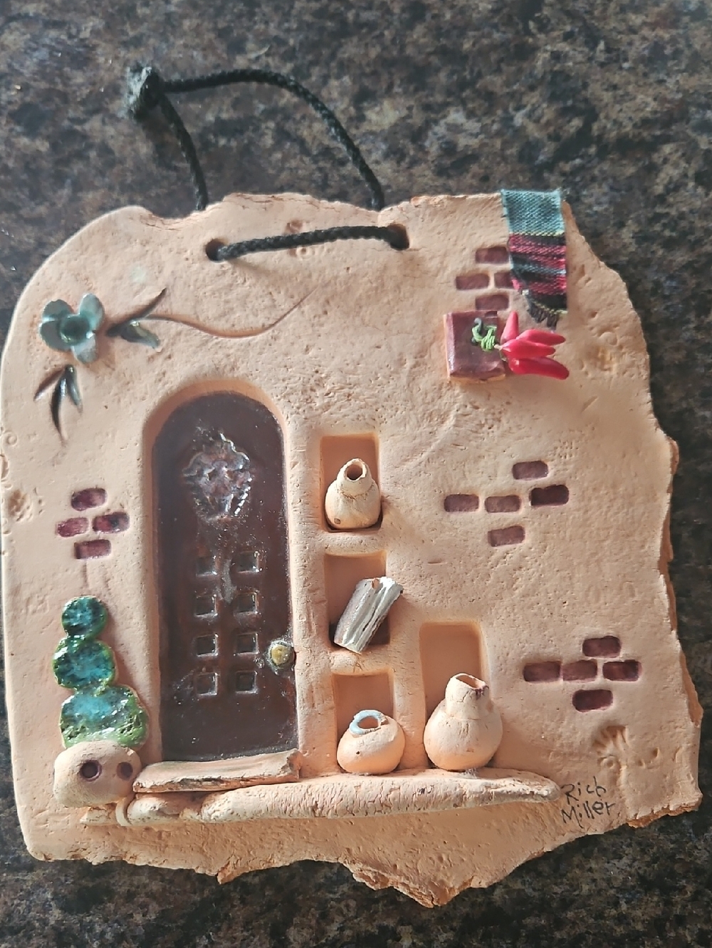Rich Miller Signed Southwestern Hanging Decor Approx 9inchesx9inches